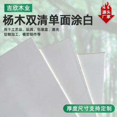 厂家批发5mm双清杨木单面涂白胶合板多种规格木片模型杨木薄板