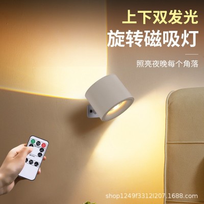 充电磁吸壁灯360度旋转触摸控制氛围灯宿舍学生壁画灯小山丘夕阳