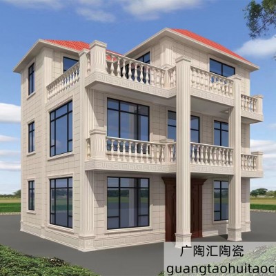 农村自建房别墅外墙瓷砖300x600 简约现代帝王白配套罗马柱外墙砖