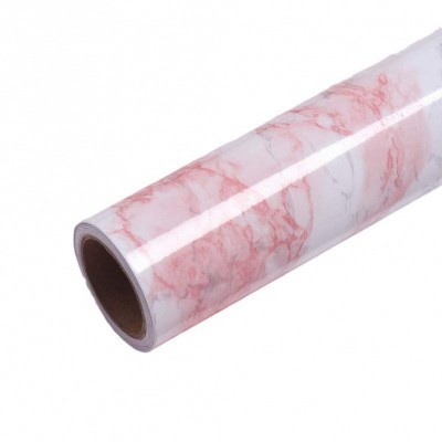 现货跨境粉色大理石自粘墙纸厨房防油贴Marble wallpaper翻新壁纸