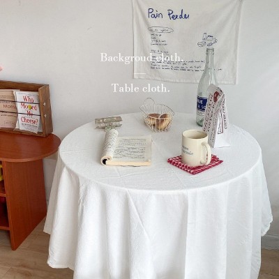 拍照背景布高级感米白色仿棉麻布ins网红装饰道具美食摆拍桌布