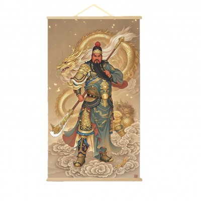 关公画像挂画武财神招财关圣帝君画像客厅卧室装饰画中国风卷轴画