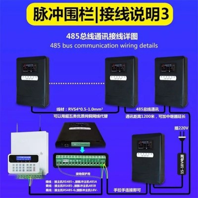 电子围栏厂家 围栏系统配件全套脉冲高压电网周界防盗入侵报警主机